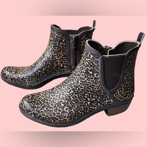 Lucky Brand Womens Leopard Basel Rainboot Bootie Sz 6